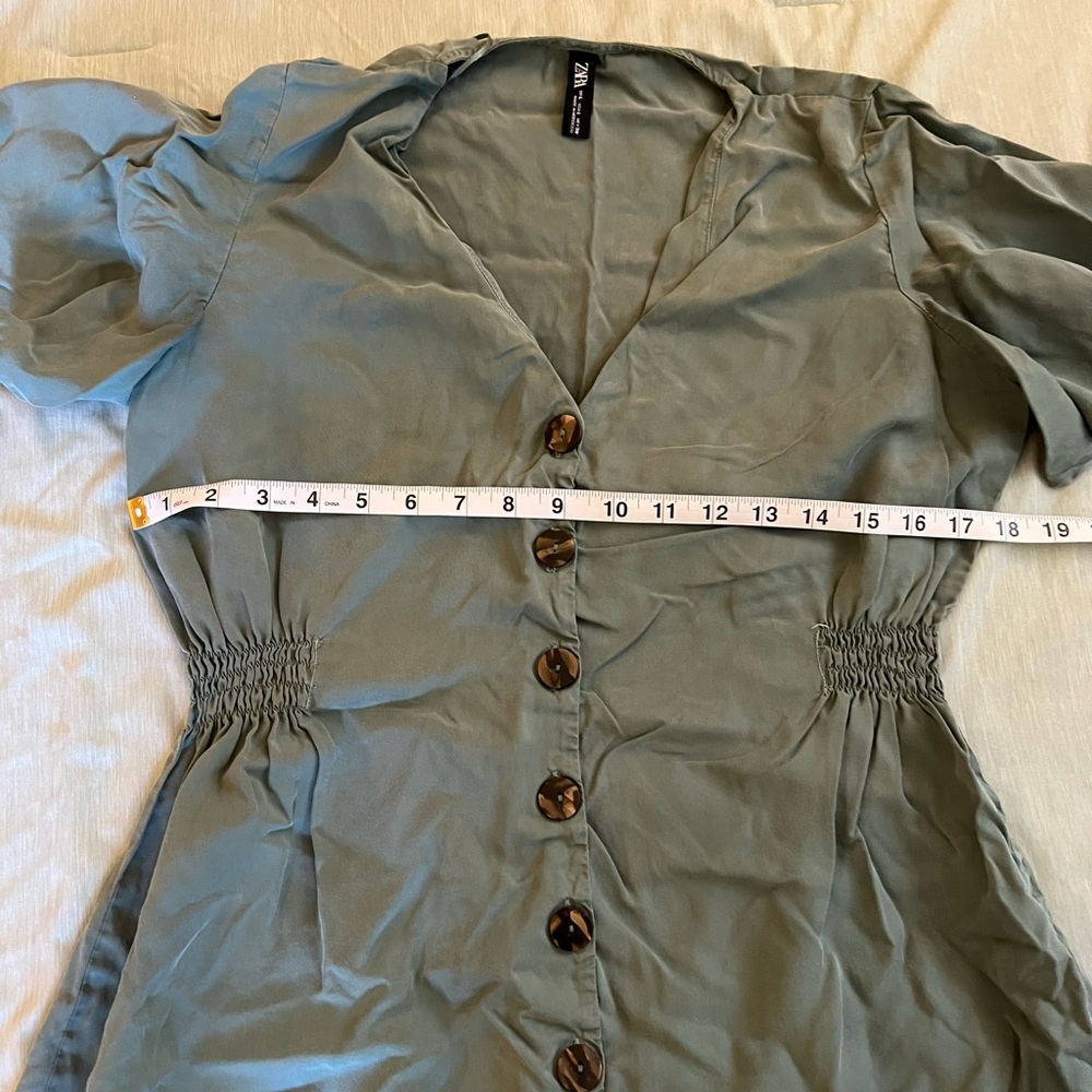 Zara Lyocell Sage Button-Front Midi Dress - Picture 5 of 8